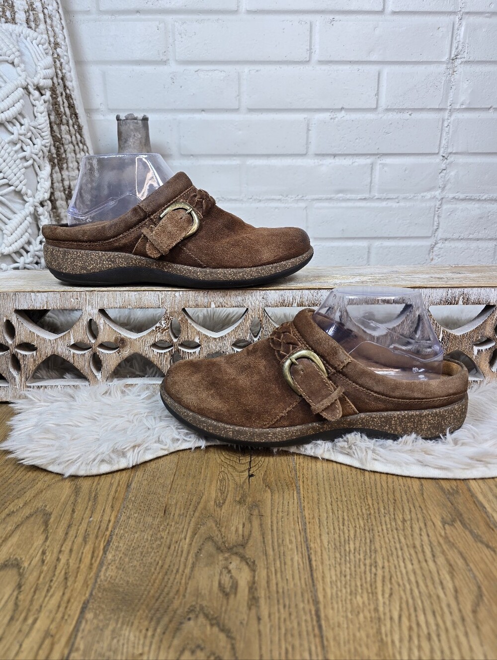 Aetrex Brown Suede Slip On Mule Size 8.5 - Picture 4 of 9